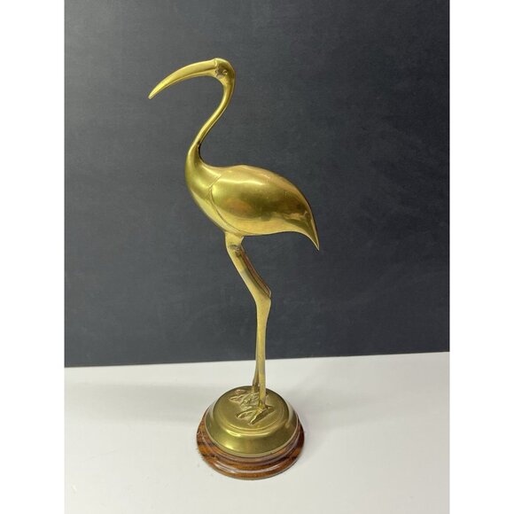 Brass Egret Crane Mid Century Modern 13.5 Inches tall MCM - Picture 6 of 16